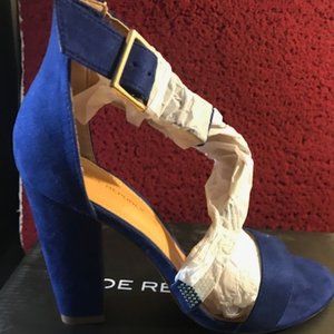 WOMEN  ROYAL BLUE THICK 4 INCH  HIGH HEELS